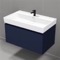 Blue Bathroom Vanity, Floating, Modern, 32